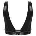 thumbnail image 4 of Alvivi Women's Wet Look Pu Leather Bra Top Plunging Tank Crop Top Vest Bustier Rave Dance Bra Black S, 4 of 7