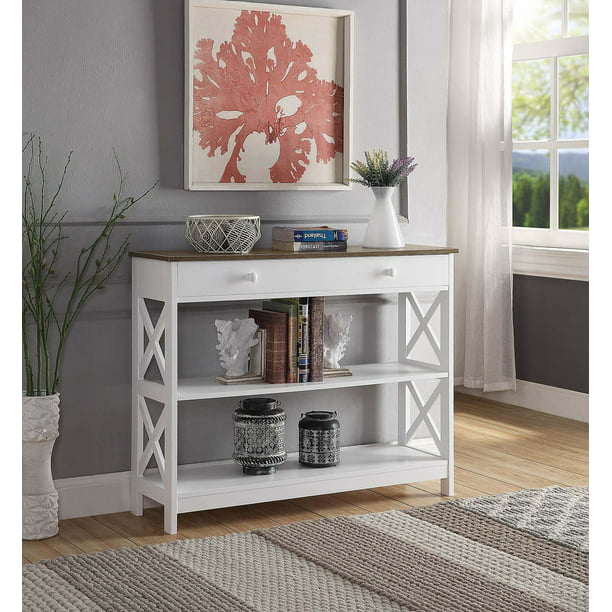 Drawer Console Table Driftwood, Threshold Parsons 5 Shelf Bookcase