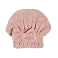 thumbnail image 2 of Toalla para secar el cabello, gorro de toallas de ducha, gorro portátil para cabello seco con nudo de lazo para tratamientos faciales de SPA, limpieza Rosa, 2 of 8