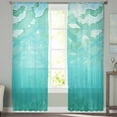 thumbnail image 2 of Teal Coastal Sheer Curtains 72 Inches Long 2 Panels Set, Window Sheer Curtains for Living Room/Bedroom, Summer Beach Ocean Seawater Nautical Light Filtering Rod Pocket Curtain 52'' x 72'' x 2, 2 of 7