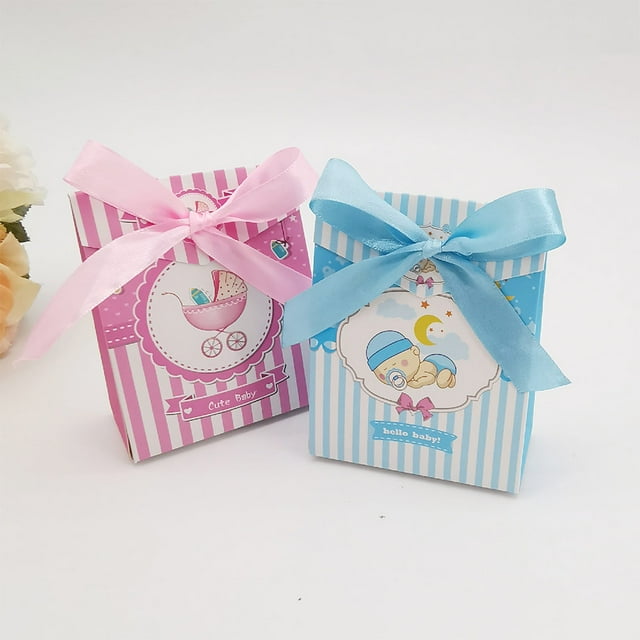 Maoww 50 Pieces/Set Wedding Candy Paper Box with Ribbon Portable Fashion Style Party Gift Boxes Case for Engagement Proposal Type 2