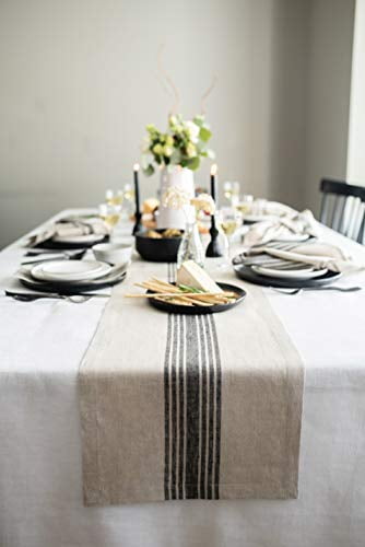Eu Solino Home 100% Pure Linen Tablecloth Natural Fabric 60 x 144 Inch White 