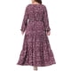 thumbnail image 3 of Vestido largo maxi de lunares para mujer de tallas grandes con mangas de farol y dobladillo con volantes 2X Rojo oscuro, 3 of 6