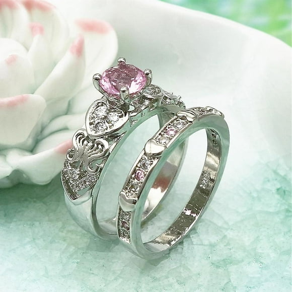 Diamonds Crystal Zircon Ring With Heart Shaped Pink Diamond Ring Diamond Ring