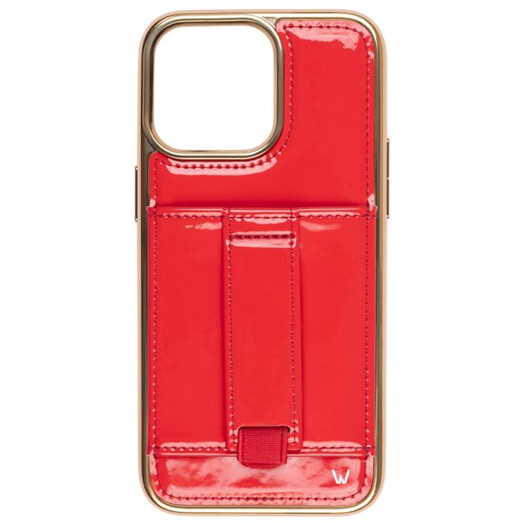 Walli Cases Red Radiance in Gold Phone Case for iPhone 14 with Wallet, Kickstand & Finger Strap
