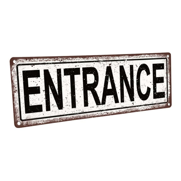 Entrance 4"x12" Metal Sign, Wall Décor for Home and Office