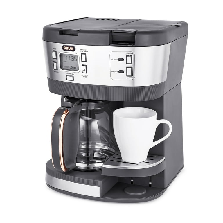 Crux 14 Cup Programmable Coffee Maker, Black 