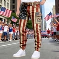 thumbnail image 4 of CONZONE American 250Th Anniversary Mens Cargo Pants Patriotic Usa Flag Graphic Wide Leg Cargo Pants for Men Lightweight Relaxed Fit 4Th Of July Trousers With Pockets, 4 of 4