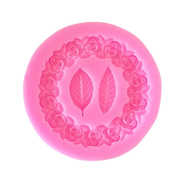 Molde para hornear, corona de rosas con hojas, molde para corona de rosas, moldes de silicona para bricolaje, multifuncional