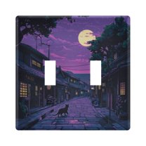 Yayeee Toggle Light Switch Wall Plate 2-Gang 4.56"x4.48" Decorative Outlet Cover, Purple Street