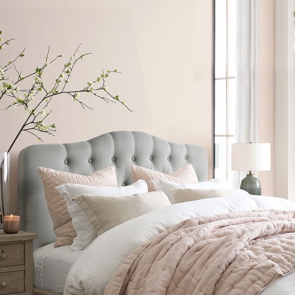 SENCHO GINSYTALIOR Adjustable Height Headboard with Linen Upholstery and Button Tufting for Bedroom, Queen, Classic Gray