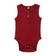 thumbnail image 1 of Newborn Baby Summer Sleeveless Romper Solid Color Ribbed Knit O Neck Jumpsuit, 1 of 6