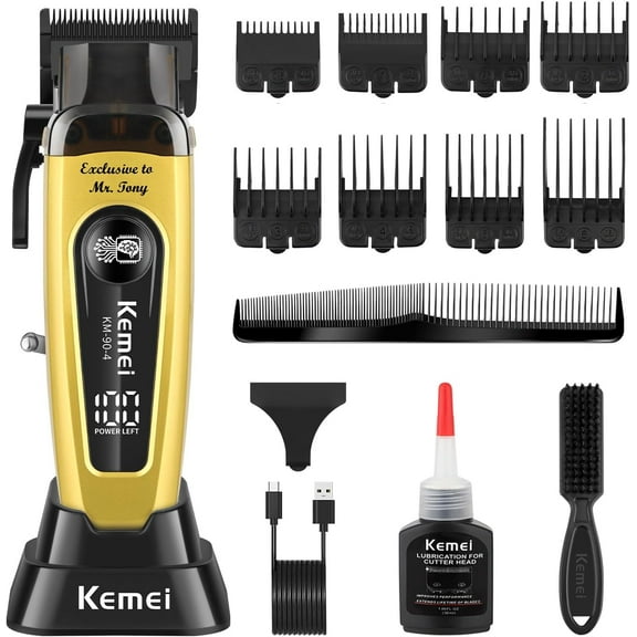 KEMEI 90-4 Professional Hair Clippers for Men, Cordless Barber Clippers, Electric Clipper for Men Haircut, New DLC Blade, 11500 RPM Turbo Motor, USB Rechargeable with LED Display