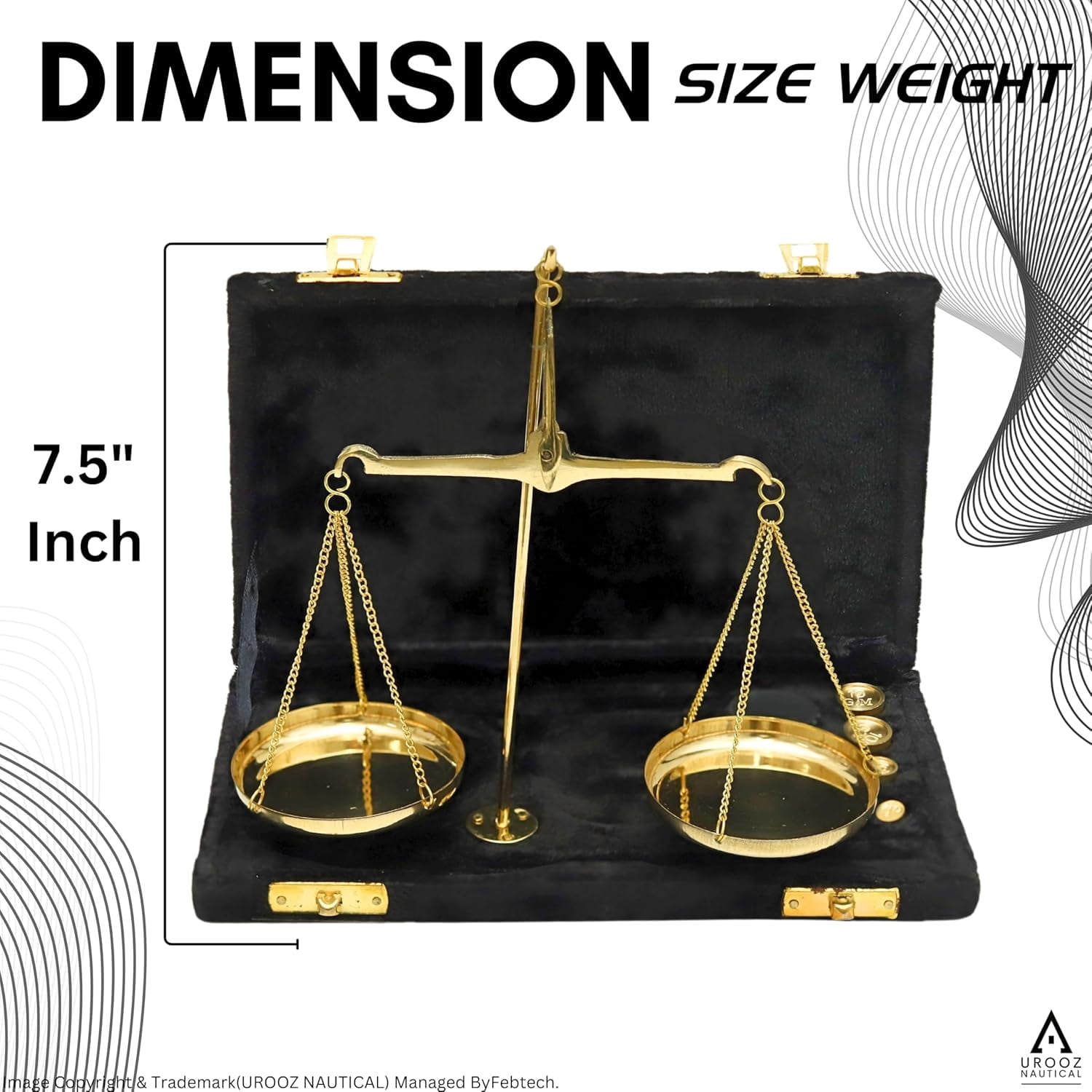 Antique Brass Weight Scale Vintage Apothecary Scale Small Brass Weighing Scale Balance | Brass Shiny Weighing Scale with Mini Precision Weights (1g, 2g, 2g, 5g, 10g, 10g, 20g) in Elegant Velvet Box