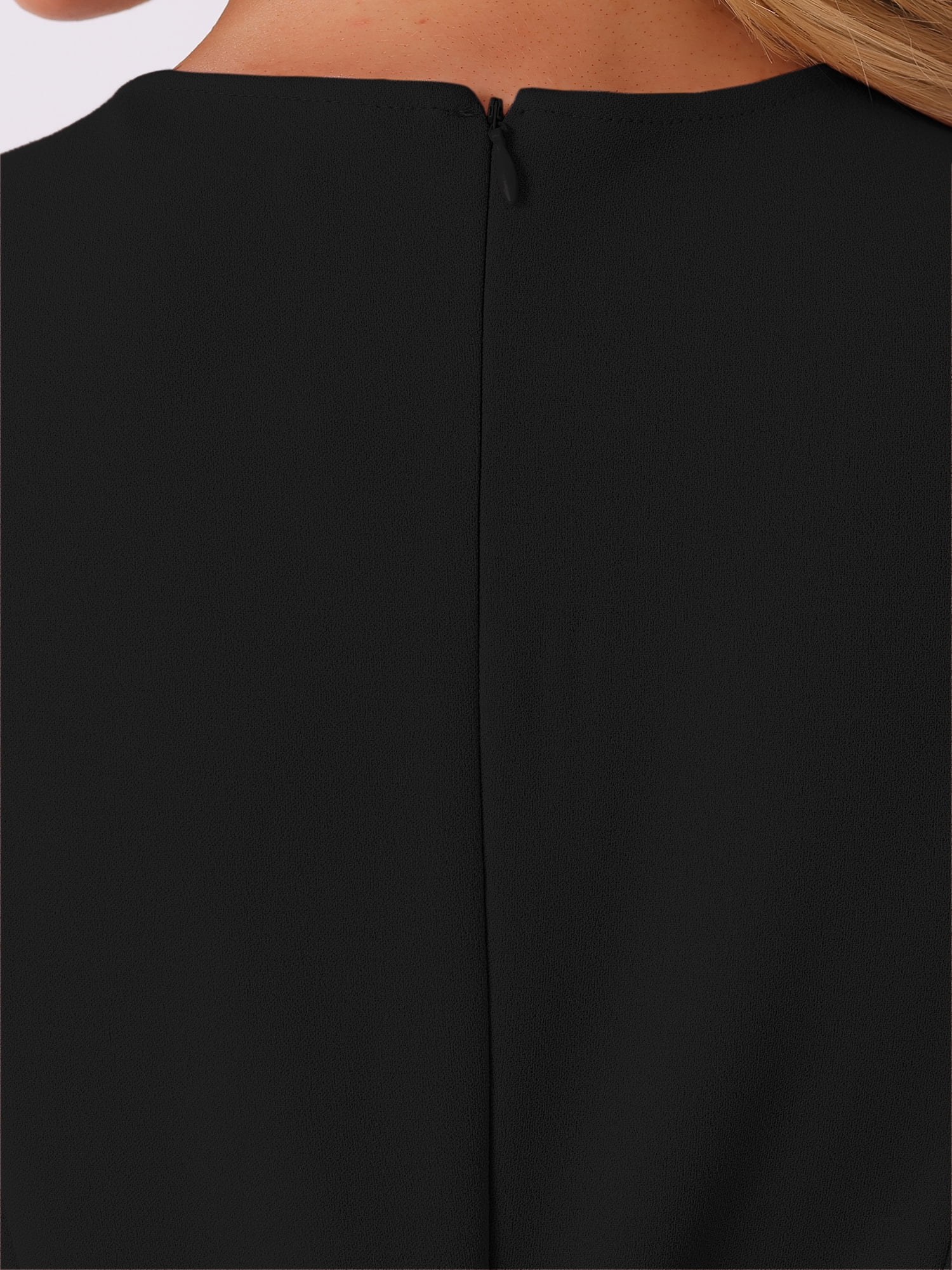 DARING DIVA Cap Sleeves Round Neck Tiered Ruffled Hem Dress L Black