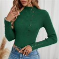 thumbnail image 5 of Women's Mock Turtleneck Sweater Ribbed Knit Long Sleeve, Basic Slim Fit Fall Winter Pullover Dark Green XL, 5 of 5