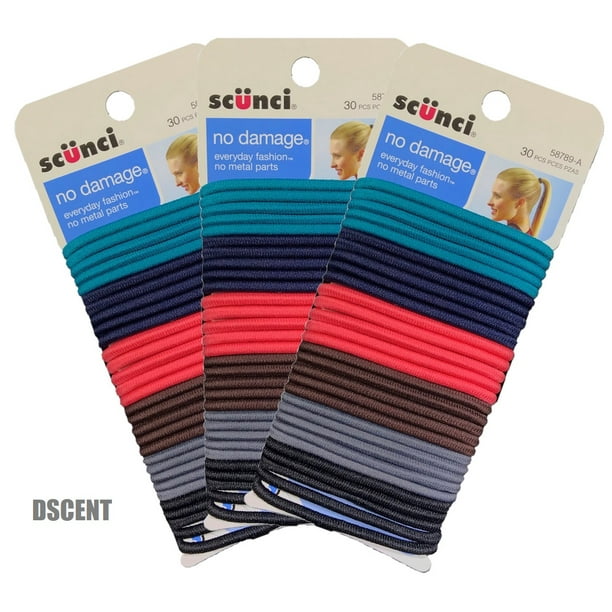 3PCK Scunci No Damage Effortless Beauty Multicolor Elastic Hair Tie 30