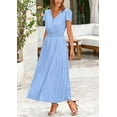 thumbnail image 5 of PRETTYGARDEN Women's Summer Maxi Dresses Trendy Casual Button V Neck Ruffle Cap Sleeve Long Flowy Pleated Dress, 5 of 6