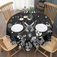 thumbnail image 3 of Black Gothic Sun Moon Flower Pattern Round Tablecloth 60"x60",Wrinkle Wipeable Table Cloth for Kitchen Dining Room Picnic Patio Party, 3 of 6