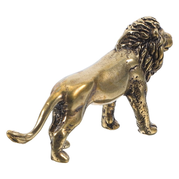 LOLIPPYY Vintage Brass Lion Statue Golden Realistic Animal Figurine for Home and Office Decoration