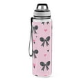 thumbnail image 2 of 32oz Transparent Sports Water Bottle with Straw for Kids Adults Outdoor School Gym Fitness Black Bows, 2 of 7