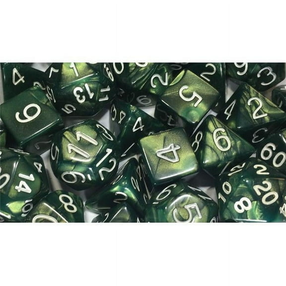 Role 4 Initiative R4I503027C Dragon Shimmer Polyhedral Dice, Emerald Green & White - Set of 7