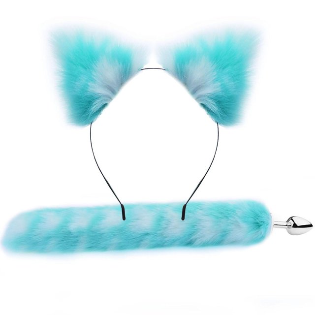 Tapón Anal Unisex Accesorios de Cosplay para Adultos Diadema con Orejas de Gato Cola de Zorro YONGSHENG