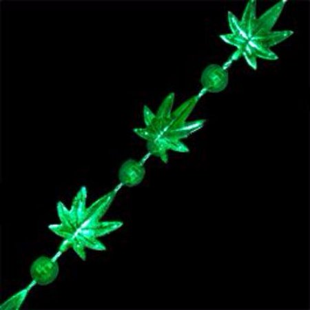 Pot Leaf Bead Necklaces Green Pack of 12
