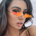 thumbnail image 3 of Wutalume Fashion Funny Small Frame Sunglasses, Rimless Colorful Metal Flame Design, UV Protective Lenses, Unique Statement Glasses for Party, Festival, and Trendy Outfits,Yellow, 3 of 3