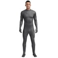 thumbnail image 2 of YONGHS Mens Spandex Open Face Zentai Suit Costume Back Zipper Unitard Full Cover Jumpsuit Bodysuit Charcoal Grey 170, 2 of 7