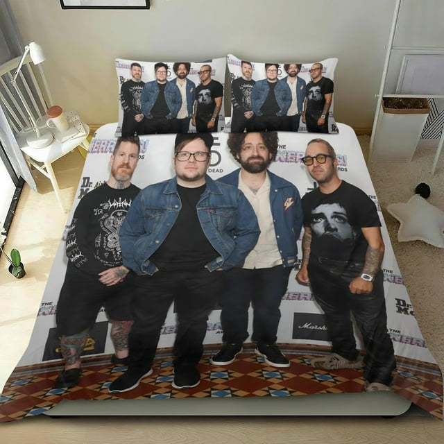 FALL OUT BOY (2) Conjunto de sábanas temático, trío de piezas, cómodo y amigable con la piel, diseño único, regalo de decoración para el hogar para familiares, amigos y fans,140X210cm