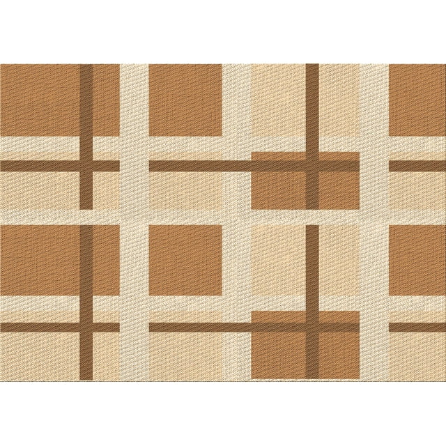 Ahgly Tapis Rectangulaire Lavable en Machine Intérieur Transitionnel Marron Or, 7 Pieds x 10 Pieds