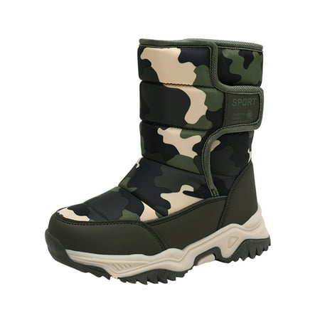 Children Shoes Camouflage Snow Simple Boots Girls Boys Outdoor Kids High Heels Size 13 Boots Waterproof Warm Boots Commander Boots Cotton Snow Boots