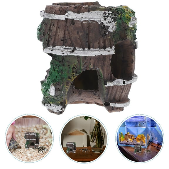 FRCOLOR Aquarium Mini Broken Fish Tank Shrimp Shelter Fish Bowl Decoration Small Animal Cave Mini Spider Hide Habitat Decor