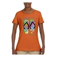 thumbnail image 2 of If I Can't Wear My Flip Flops I'm Not Going Colorful Sandals Streetwear Womens Graphic T-Shirt, Orange, 2XL, 2 of 3