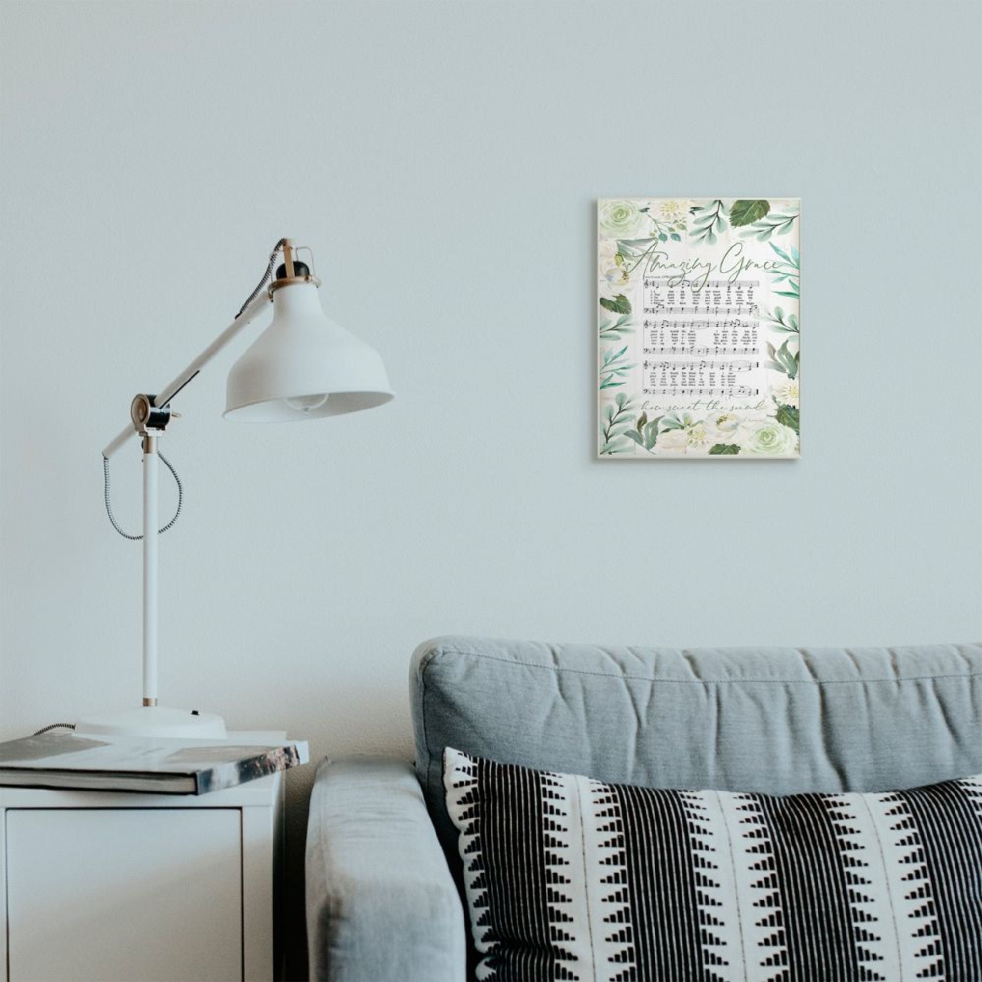 Stupell Industries Amazing Grace Sheet Music Green Floral Border Design by Jennifer Pugh