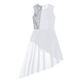 thumbnail image 7 of Yartina Girls Ballerina Sleeveless Sequined Dancing Leotard Contemporary Lyrical Dress Asymmetric White 10, 7 of 7