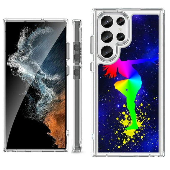 Shockproof Bumper Phone Case for Samsung Galaxy S23 Ultra 5G, by OneToughShield ® - Cosmos Dance