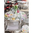 thumbnail image 5 of Outdoor Tablecloth with Umbrella Hole for Patio/Picnic/Party/Camping, Wildflowers Waterproof Table Cloth Round Cover Washable, Spring Watercolor Tulip Floral Leaf Grey Plaid (Dia 60"), 5 of 8