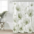 thumbnail image 2 of Sage Green Floral Shower Curtains for Bathroom Waterproof Fabric Bath Curtains Decor Bath Tub Curtain Botanical Flower Plant Herb Watercolor Decorative Shower Curtain Sets with 12 Hooks, 72x72 Inch, 2 of 6