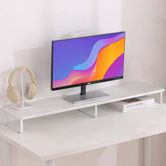MotionGrey Monitor Stand Riser, 39.4 Inch Ergonomic Desk Shelf & tabletop Desktop Stand for Laptop, Computer, MacBook, Notebook, PC - White
