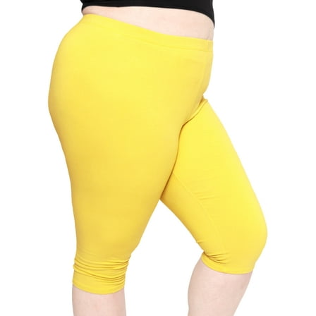 Stretch Is Comfort Women's Cotton Knee Length Leggings Yellow 4X