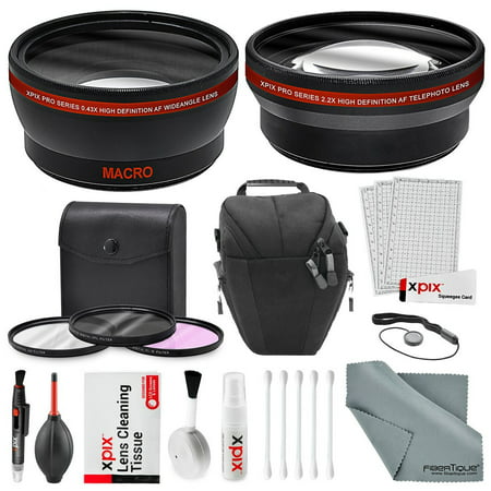58MM HD 2.2x Telephoto & 0.43X Wide Angle + Xpix Photo Accessories w/ Basic & Travel Bag for CANON REBEL (T6s T6i T6 T5i T4i T3i T3 T2i T1i XT XTi XSi), EOS (700D 650D 600D 1100D 550D 500D