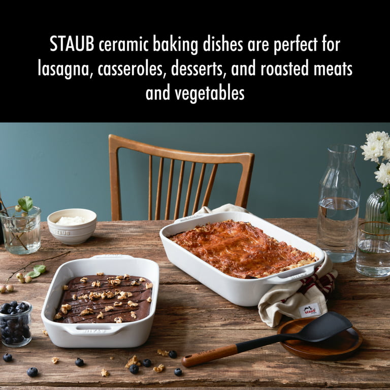 Staub Ceramics 4-pc Baking Pans Set, Casserole Dish with Lid, Brownie Pan,  White, 4-pc - Foods Co.