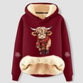 thumbnail image 2 of Women's West Highland Cow Print Casual Sweatshirt Fall Winter Trendy Lined Hoodie Long Sleeve Cozy Comfort Pullover, 2 of 3