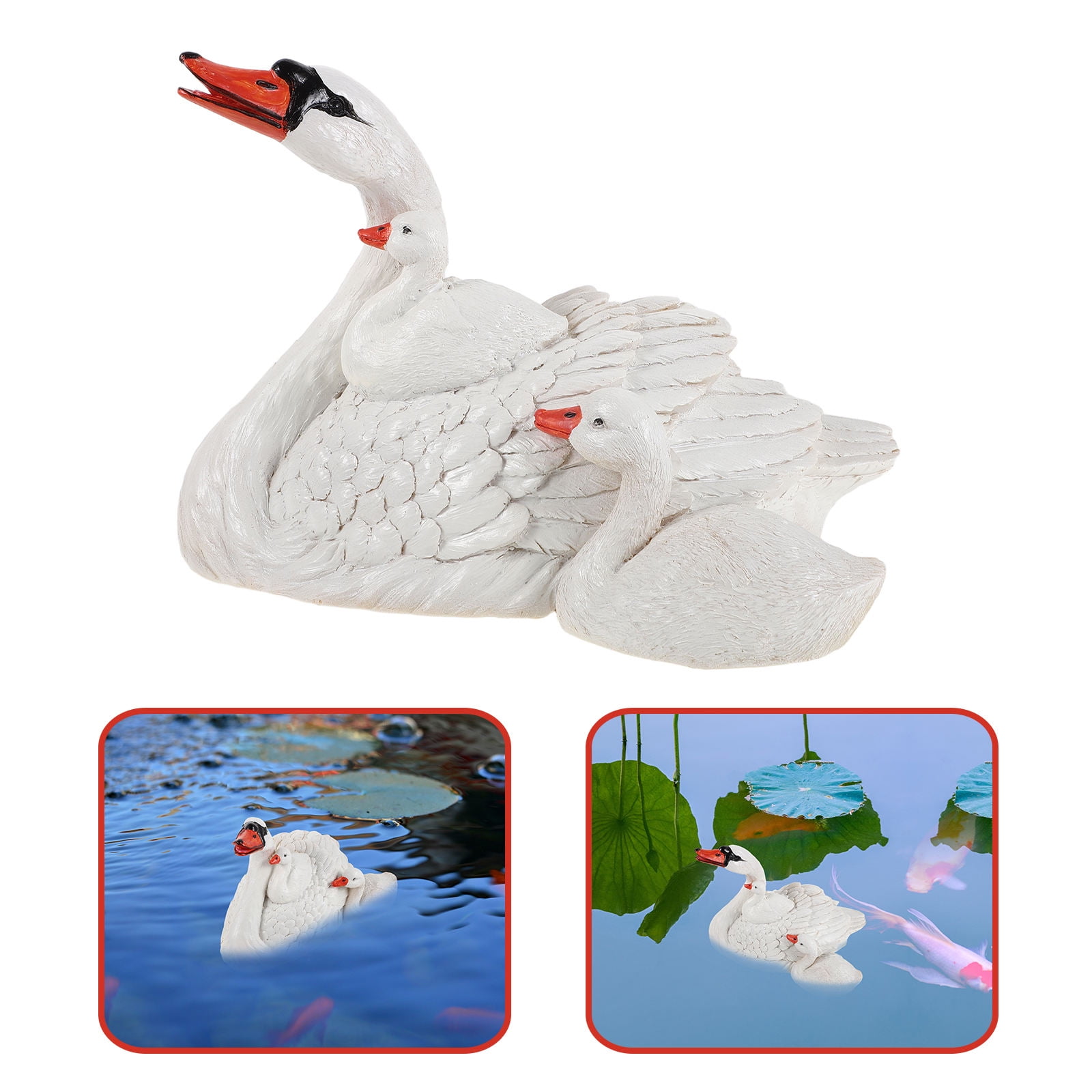 WESIEVYA Realistic White Resin Swan Decoy Floating Statue for Outdoor Pond Garden and Pool Decoration