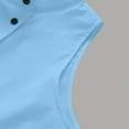 thumbnail image 6 of yoeyez Linen Tank Tops for Women Mandarin Collar Asymmetric Buttons Down Vest Shirts Fashion Sleeveless Turtleneck Work Tops Blue,XL, 6 of 6
