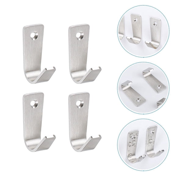 BESTOYARD 4Pcs Stainless Steel Hooks Plated Silver Coat Hooks Multi Purpose for Kitchen and Bathroom