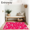 thumbnail image 3 of ODIKA 4'x6' Machine Washable Non-Slip Area Rug, Frosted Evergreen with Delicate Snow Flurry Motifs High Traffic Rug with Pad, Red, 611499, 3 of 8