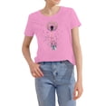 thumbnail image 3 of NAMTYQX Womens Shirts Dressy Casual Cute Short Sleeve Loose Fit Lightweight Round Neck Print Bedruckte Breathable Plus Size Womens T Shirts Pink Size 2XL, 3 of 5